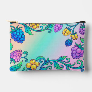 A vibrant psychedelic berry pattern accessory pouch