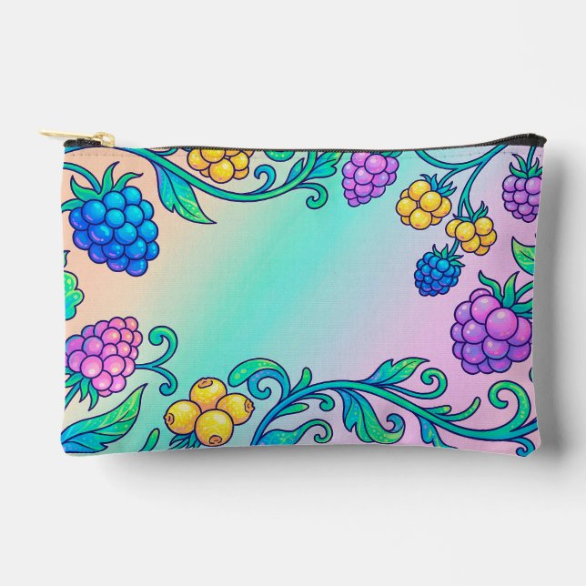 A vibrant psychedelic berry pattern  accessory pouch (Front)