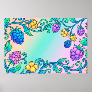 A vibrant psychedelic berry pattern  poster