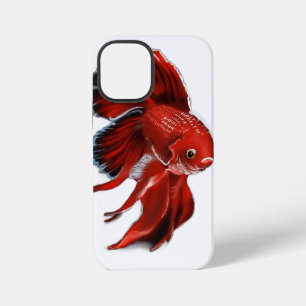 A vibrant red betta fish swimming. iPhone 12 mini case
