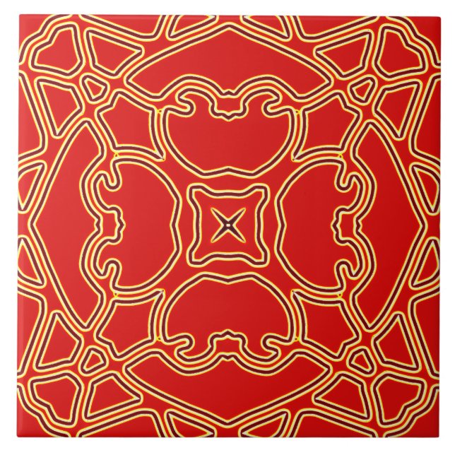 A vibrant red colour classic pattern    ceramic ceramic tile (Front)