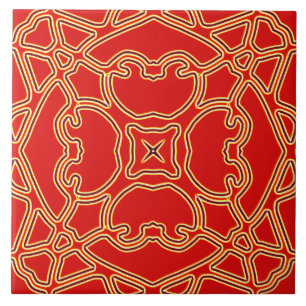A vibrant red colour classic pattern    ceramic tile