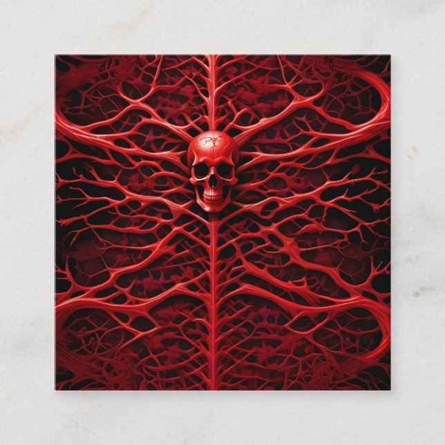 A vibrant red devilish skeleton is an image that i square business card (Front)