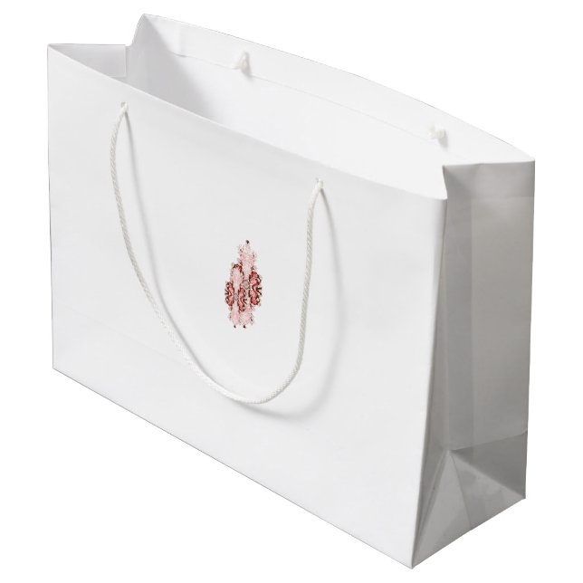 A vibrant red graphic features a creative floral d large gift bag (Back Angled)