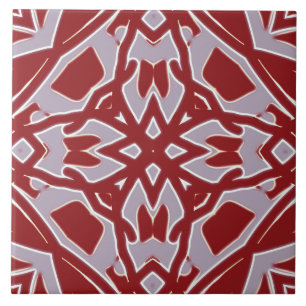 A vibrant red & grey classic geometric pattern ceramic tile
