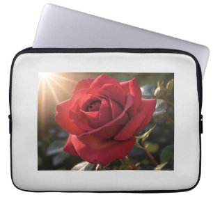 A vibrant red rose symbolising love laptop sleeve