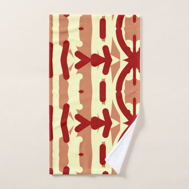 A vibrant red yellow fabric print pattern design  hand towel (Hand Towel)