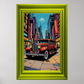 A vibrant retro-style artwork featuring a classic  poster