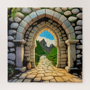 A vibrant stone archway jigsaw puzzle