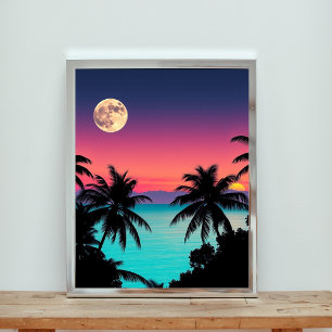 A Vibrant Sunset Over Turquoise Waters Poster