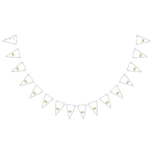 A vibrant, symmetrical floral design featuring int bunting