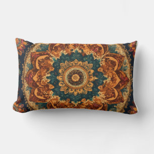 A vibrant tapestry of bohemian patterns lumbar cushion