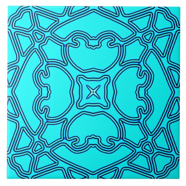 A vibrant teal colour classic pattern    ceramic tile (Front)