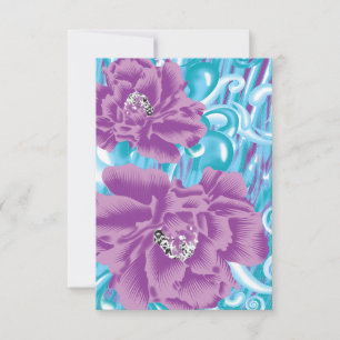 A vibrant textile design featuring purple and turq