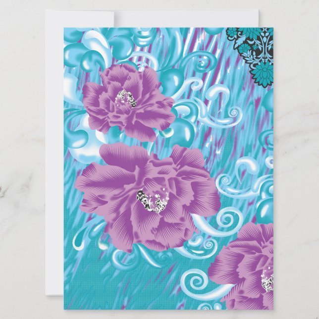 A vibrant textile design featuring purple and turq (Front)