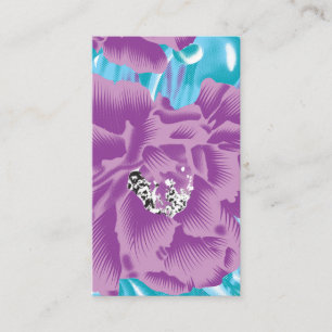 A vibrant textile design featuring purple and turq enclosure card
