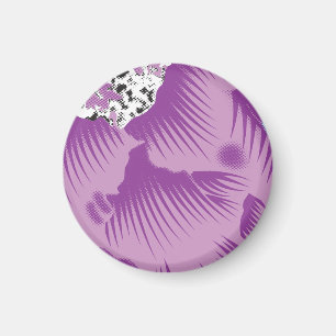 A vibrant textile design featuring purple and turq magnet