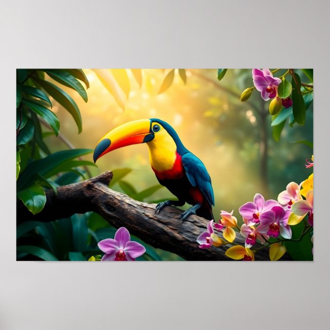 A vibrant Toucan Tropical Jungle Poster (Front)