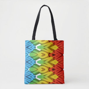 A vibrant trendy colourful classic zigzag pattern tote bag