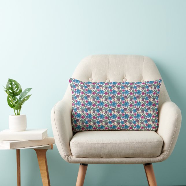 A vibrant watercolor seamless pattern featuring co lumbar cushion (Chair)