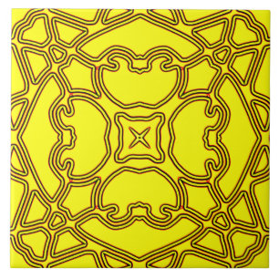 A vibrant yellow colour classic pattern    ceramic tile