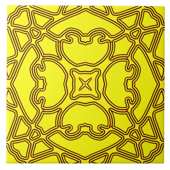 A vibrant yellow colour classic pattern    ceramic tile (Front)
