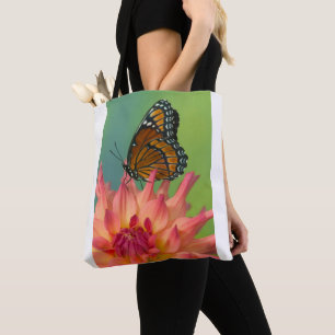 A Viceroy Butterfly on a Zinnia Tote Bag