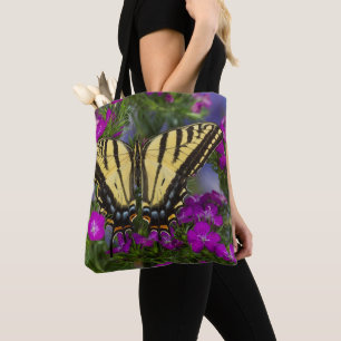 A Viceroy Butterfly on Dark Pink Flowers Tote Bag