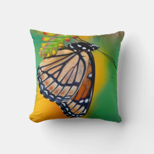 A Viceroy Butterfly on Flowers Cushion