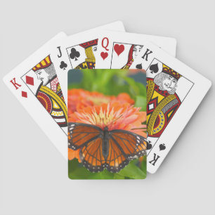 A Viceroy Butterfly on Orange Zinnias Playing Cards