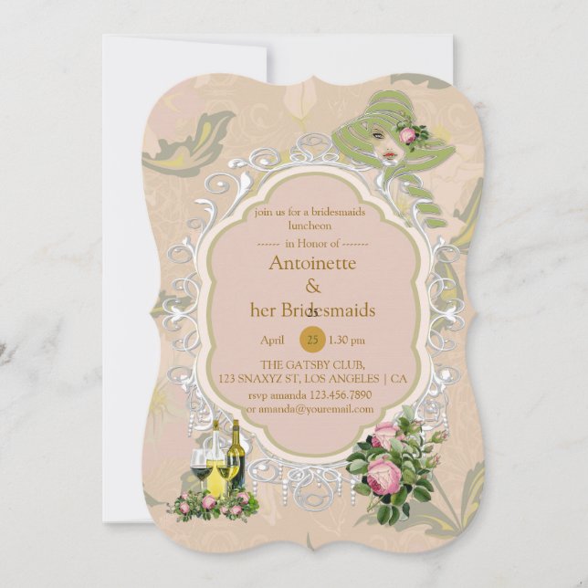 A Victorian Bush Garden Bridal Party Invitation (Front)
