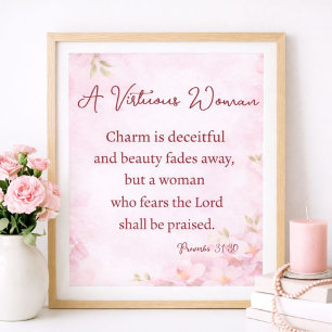 A Victorious Woman Proverbs 31 Christian Floral Poster