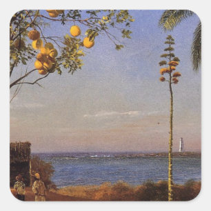 A View in the Bahamas by Bierstadt Albert. Square Sticker
