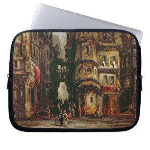 A View in the Jewish Quarter, Frankfurt, 1877 (oil Laptop Sleeve