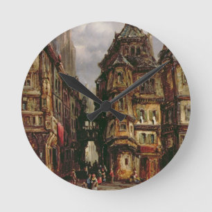 A View in the Jewish Quarter, Frankfurt, 1877 (oil Round Clock