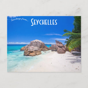 A View of a Beach in the Seychelles Postcard
