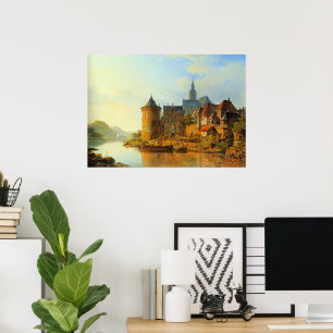 A View of a Town along the Rhine Poster