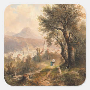 A View of Bad Aussee – Emil Barbarini Square Sticker