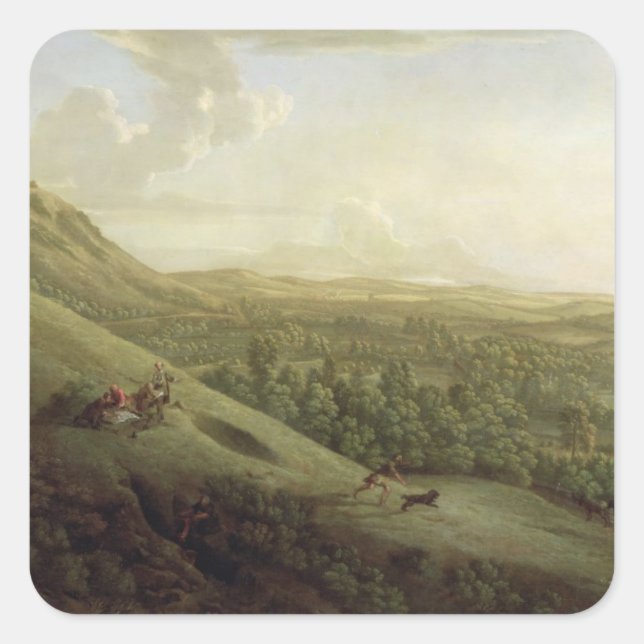 A View of Boxhill, Surrey, with Dorking in the Dis Square Sticker (Front)