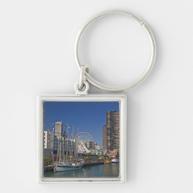 A view of Chicago's Navy Pier 2 Key Ring (Front)