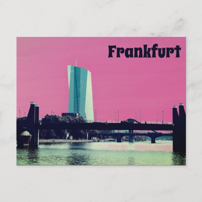 A view of Frankfurt & Pink Sky Postcard (Front)