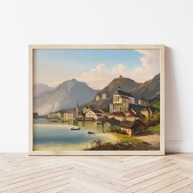 A View of Hallstatt | Johann Wilhelm Jankowsky Poster (Creator Uploaded)