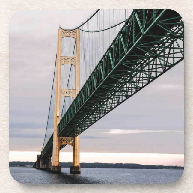 A view of Mackinac Bridge from Lake Michigan 2 Coaster (Front)