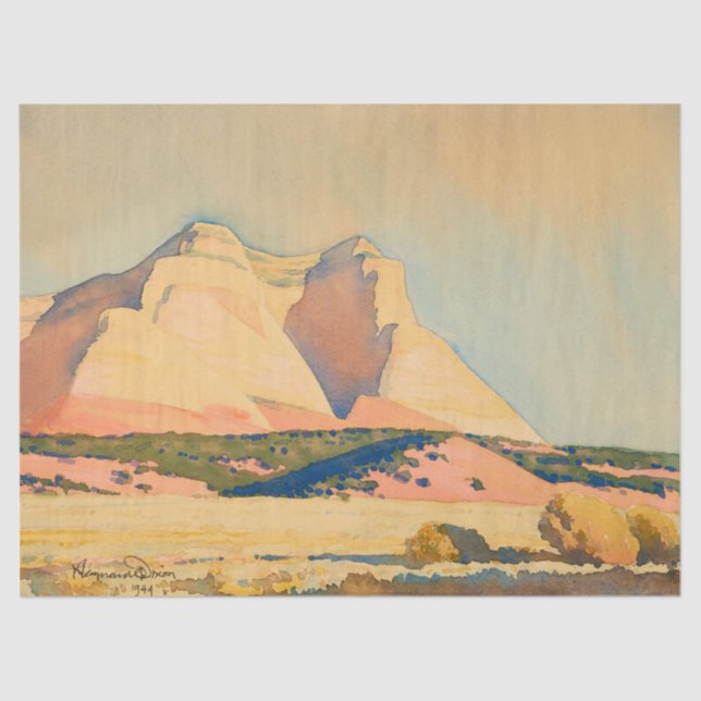 A view of Mount Carmel, Utah by Maynard Dixon Tissue Paper (Front)