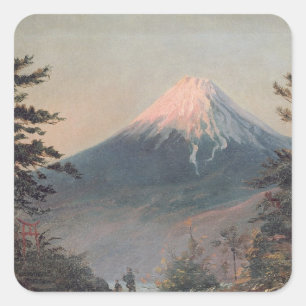 A View of Mount Fusiyama with Figures in the Foreg Square Sticker
