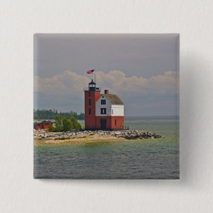 A view of Round Island Light Station. 15 Cm Square Badge