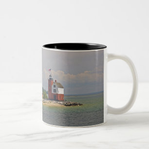 A view of Round Island Light Station. Two-Tone Coffee Mug
