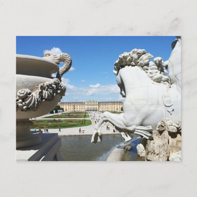 A view of Schonbrunn Palace in Vienna, Austria. Postcard (Front)