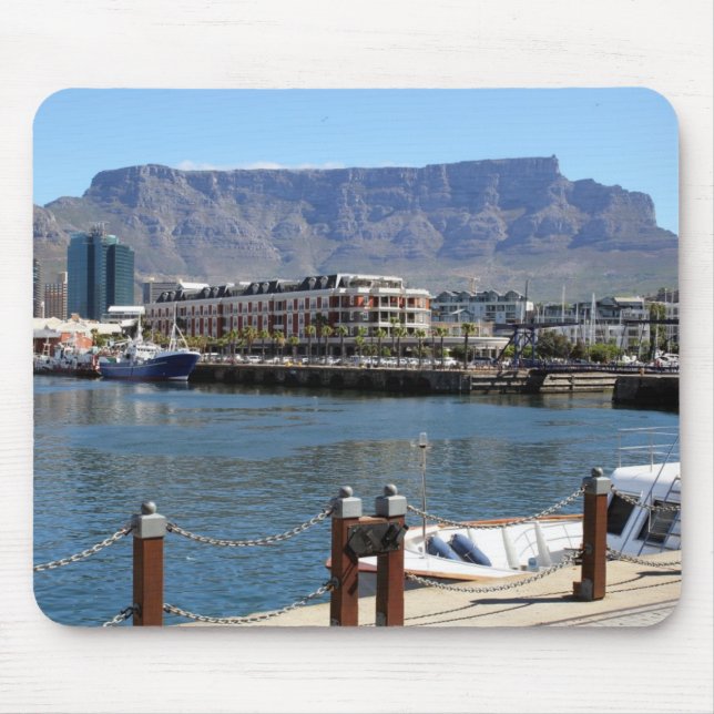 A View of Table Mountain across Cape Town Harbor Mouse Pad (Front)