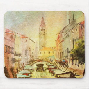 A View Of The Canal With Boats And Buildings Mouse Pad